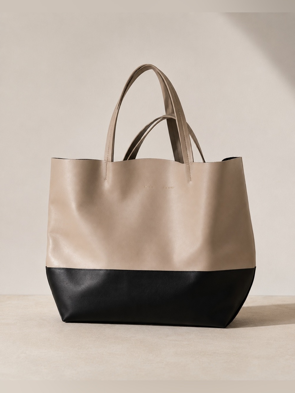 Alice D Milano Italian leather bi-color tote bag